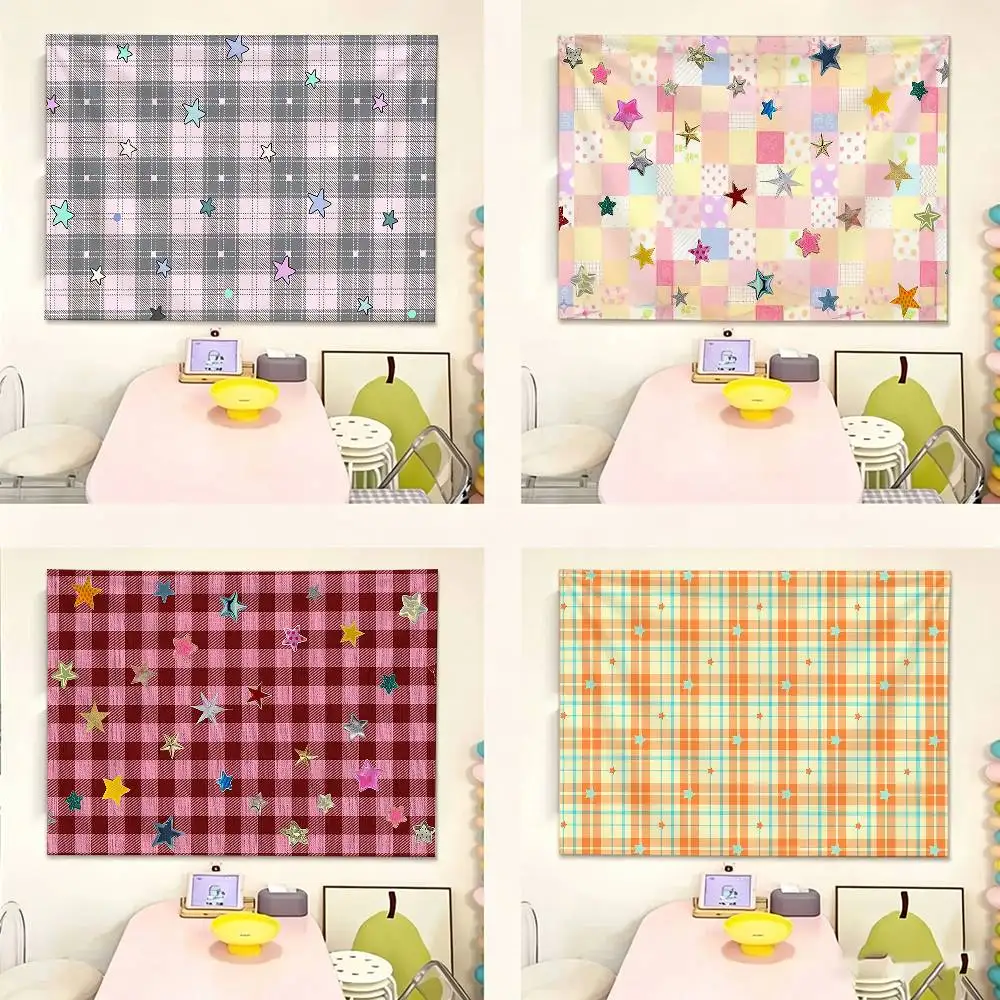 Fashion Plaid Element Flags Suitable For Party Club Outdoor Interior Wall Decoration Banner Fans Gift