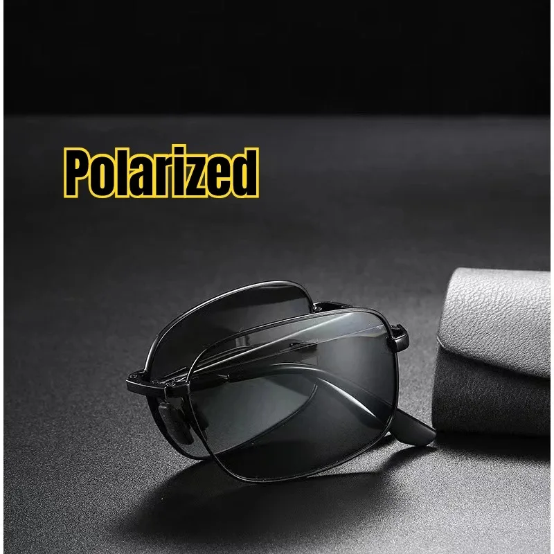 Polarisierte Faltbare Sonnenbrille für Herren Tag- und Nachtfahrten Dual-Use Quadratische Farbwechselnde Fahrbrille – Detail 2