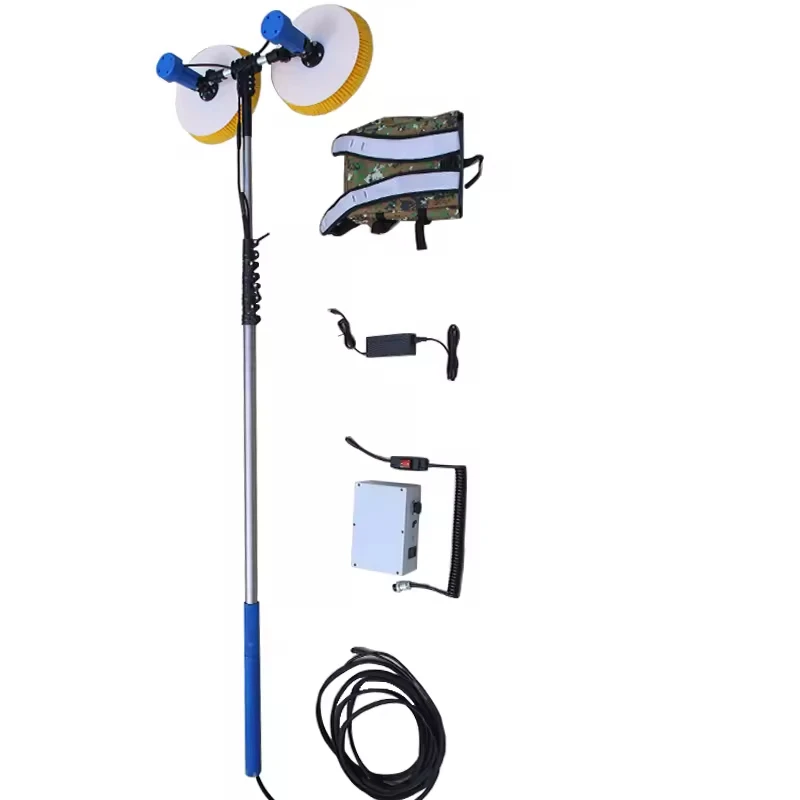 Pole Water Cleaning Soft Brush for Solar Panels Cleaning Double Heads Electric Cleaning Brush Telescopic
