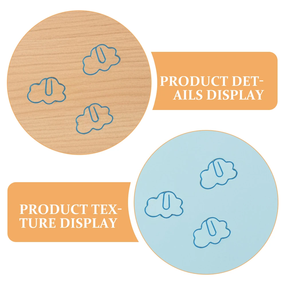 30Pcs Cartoon Paper Clips Cloud Shape Decorative School Office Document File Fixing Multiuse Paperclips Clips Office Supplies