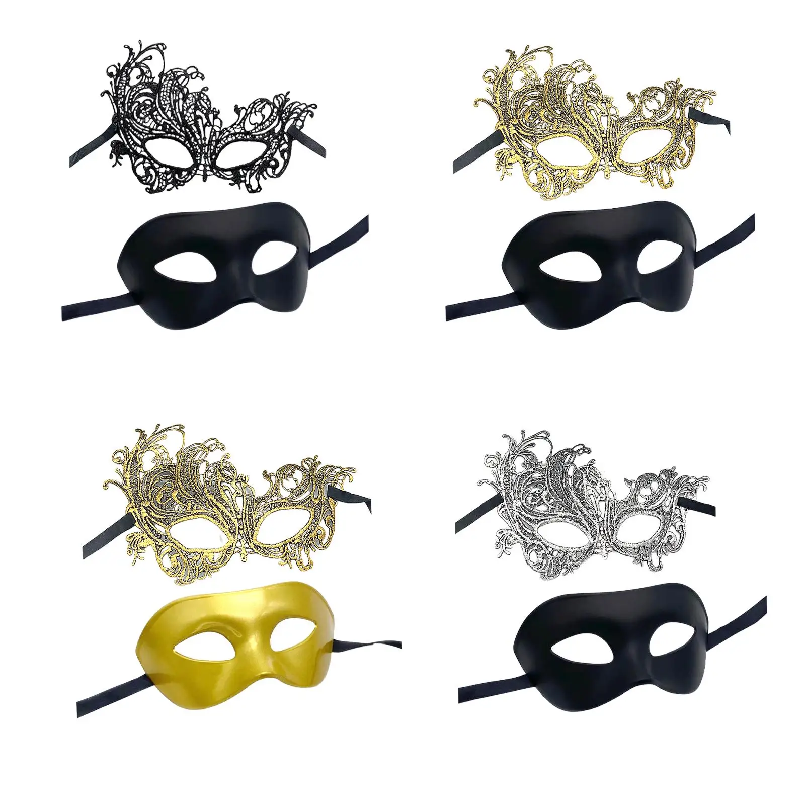 Elegant Masquerade Mask Set for Women And Men for Proms And Festivals