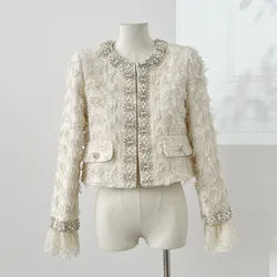 2024 autumn winter Tweed Jackets For Women 2024 Korean Fashion Sweet All-Match Woolen Coat Outerwears chaquetas veste