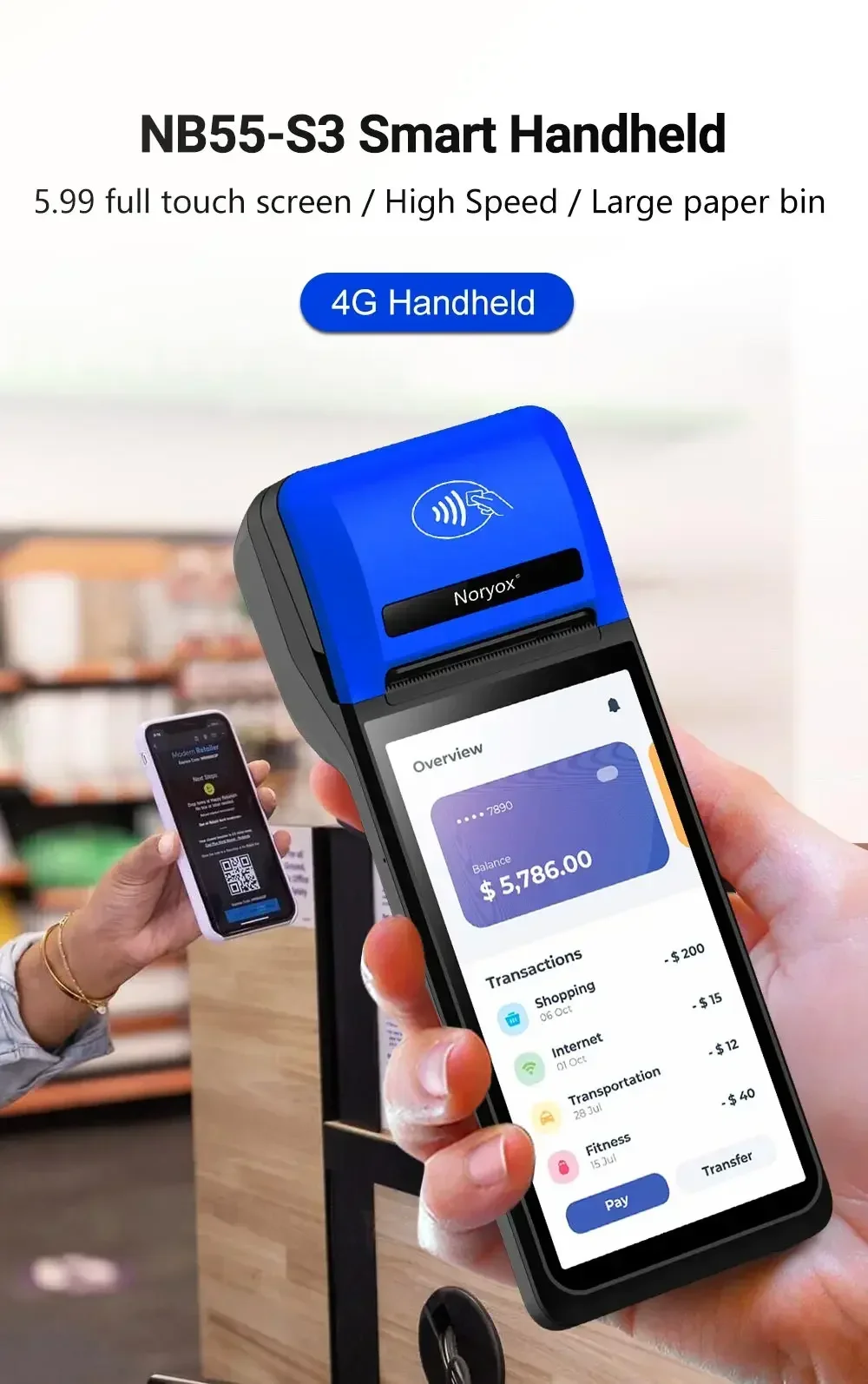 NB55-S3 5,99 Zoll Android Pos Terminal Restaurant Bestellen Kostengünstige Handheld Billing POS System