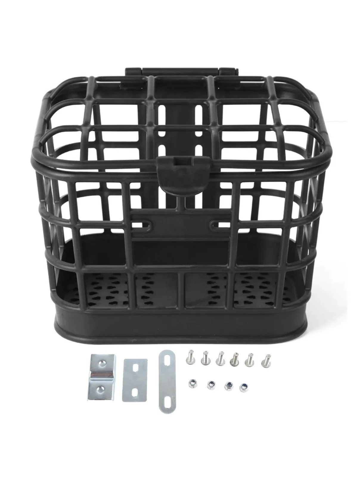 AliExpress NONE Large Capacity Anti Extrusion Black PC Material Detachable Bike Basket with Lid Bike Basket Bike Front Basket for Electric Bike