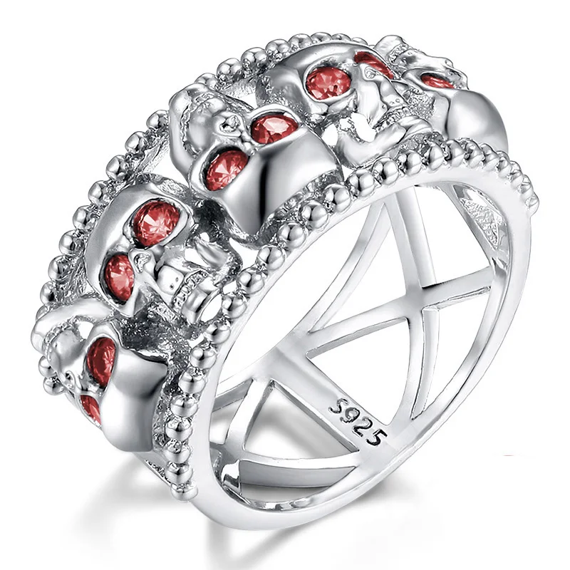 Punk White Gold Ghost Skull Skeleton Hand CZ Ring Women Punk Style Motor Biker Men Ring New Skull Silver Color Jewelry - Image 6