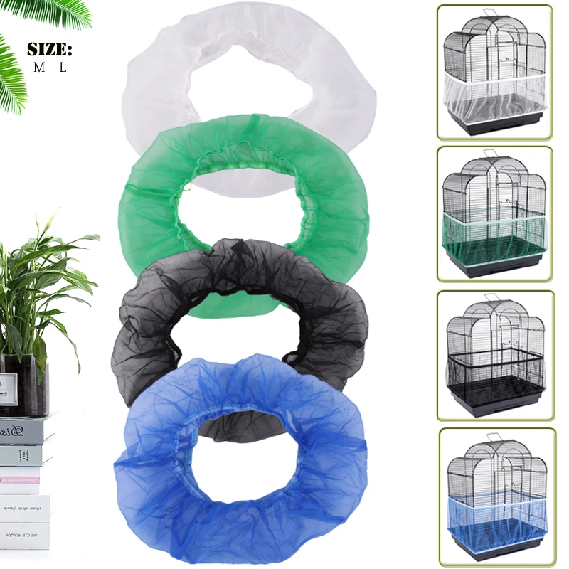 

1-2pcs Universal Mesh Bird Cage Cover Shell Skirt Net Easy Cleaning Catcher Guard Bird Cage Stretchy Mesh Parrot Bird Cage Net