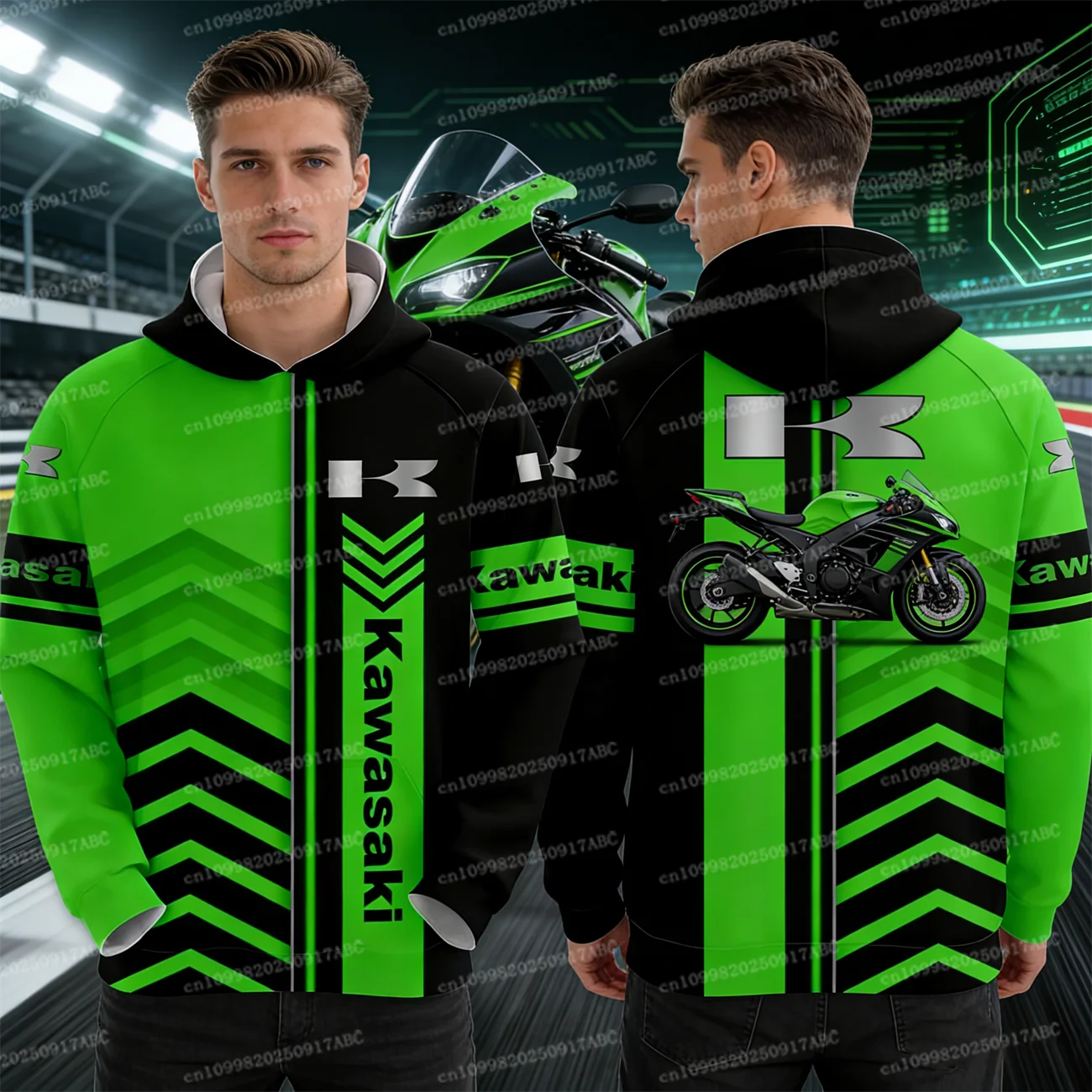 

（Kawasaki ） Men Hoodie Y2K Kawasaki Hoodie Top Spring and Autumn/Winter Kawasaki Motorcycle Off road Hoodie Sports Women Hoodie