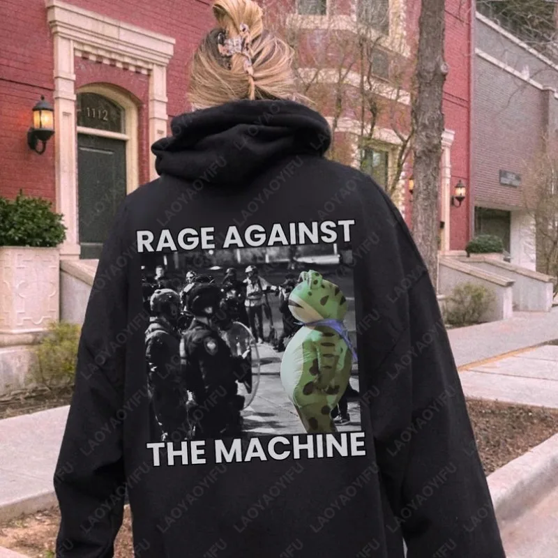 Portland Frog Protester Anti ICE Hoodie Unisex Protest Anti Establishment Resistance Sweatshirt Men Women Vintage Pullover Gifts