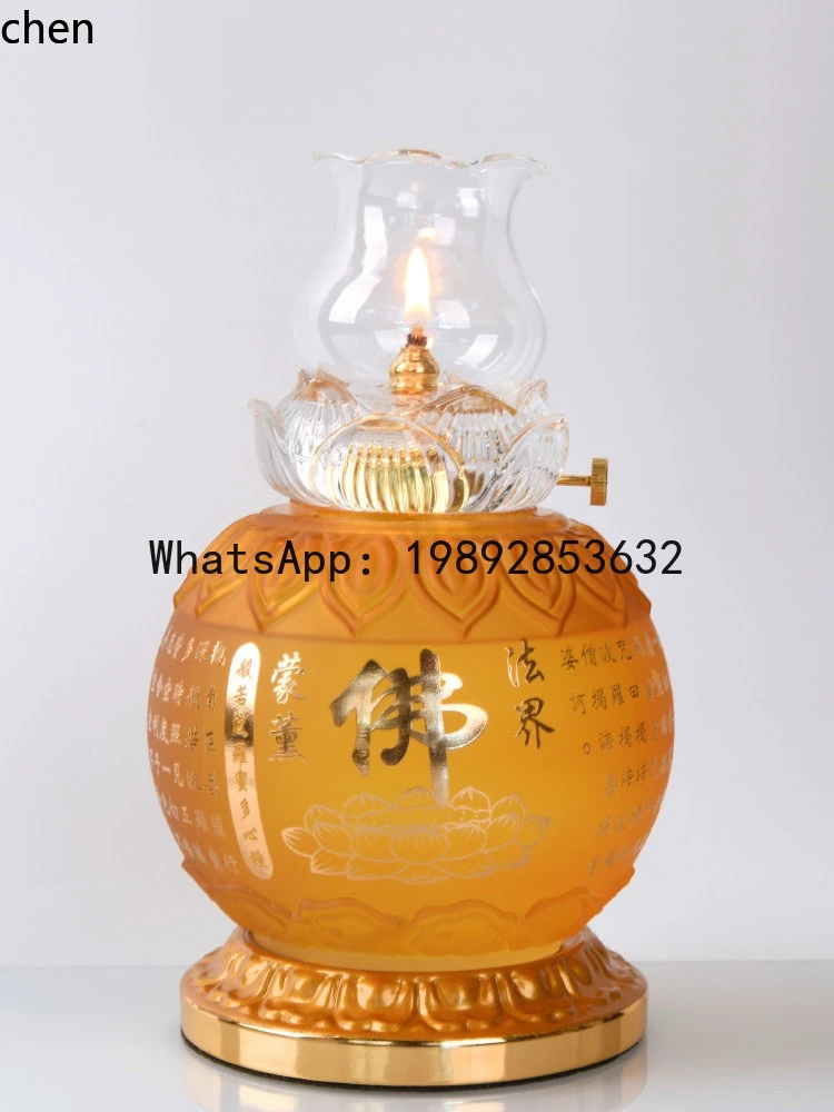 FJ buddha oil ornament for hometemple liquid lotus ghee glass ornament buddha hall buddha front ornament