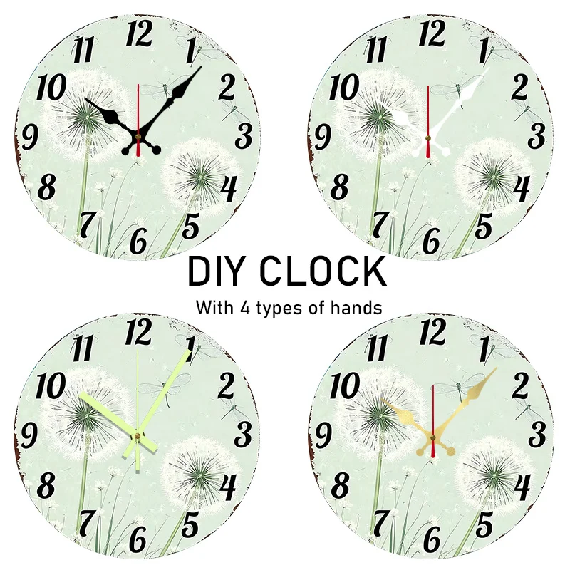 Reloj de pared minimalista moderno, diseño elegante de diente de león y libélula, números fáciles de leer, funciona con pilas (AA no incluida), 1 ud.