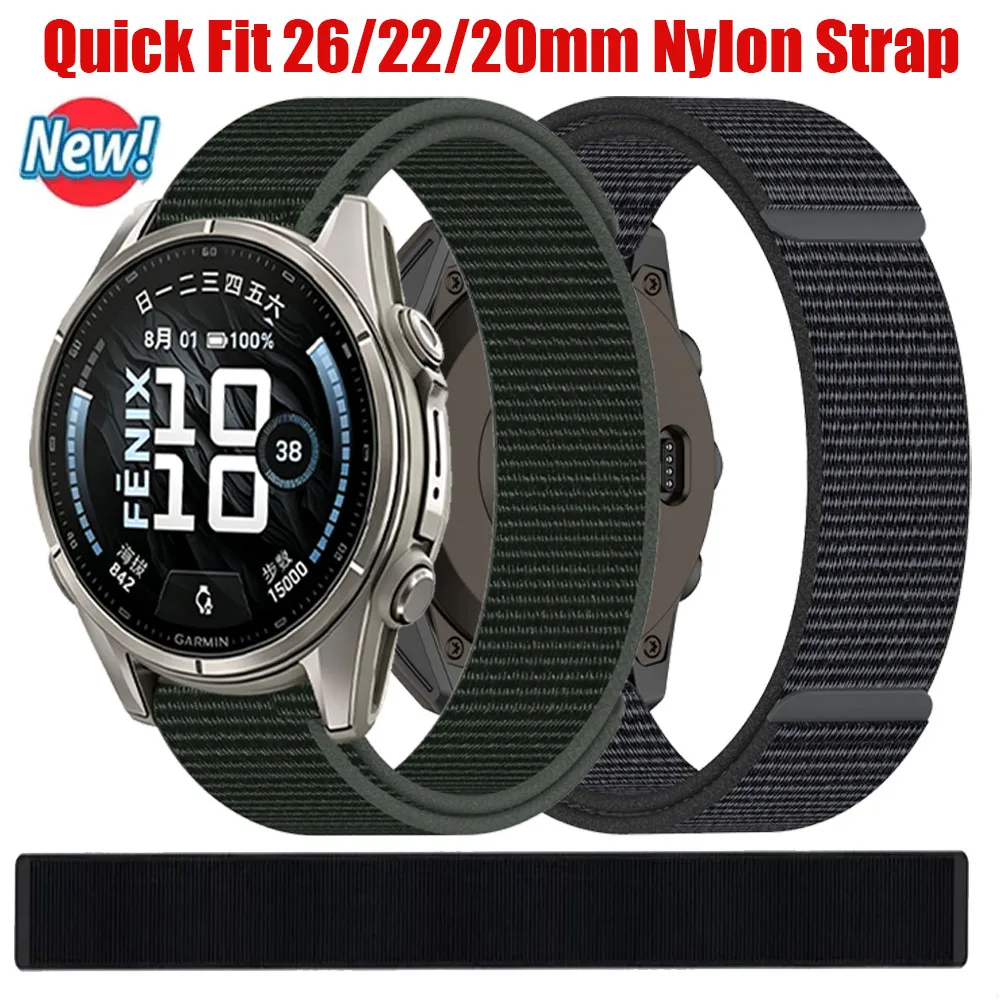 26mm 22mm 20mm Hook Loop Nylon Strap for Fenix 9/9 Pro 51mm 47mm 43mm Enduro3 Quatix 8 Breathable Wristband for Garmin Fenix 8