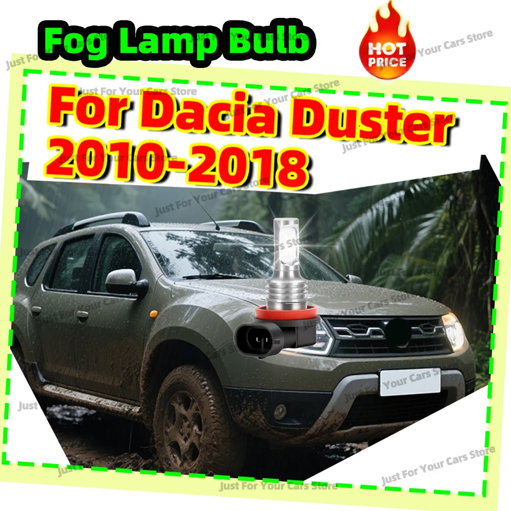 2x LED Fog Light Bulbs 6000K FogLamps For Dacia Duster 2010-2018 2011 2012 2013 2014 2015 2016 2017 Accessories 12V Plug&Play