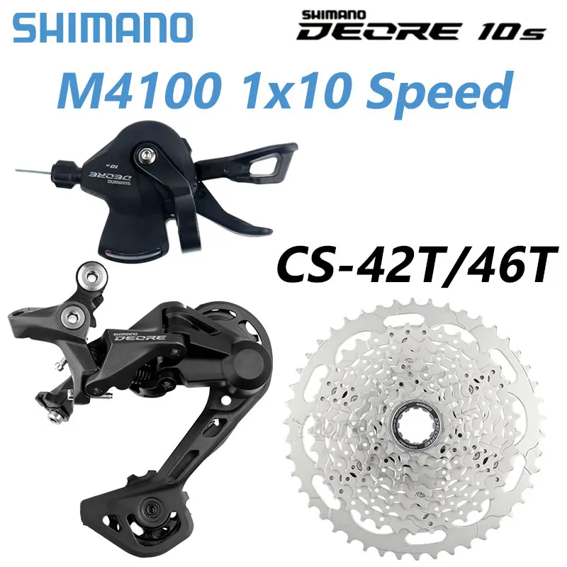 Shimano deore m4100 10v groupset mtb shifter desviador 10s mountain bike conjunto de engrenagens 10 velocidades cassete 42t 46t peças da bicicleta Shimano deore m4100 10v groupset mtb shifter desviador 10s mountain bike conjunto de engrenagens 10 velocidades cassete 42t 46t peças da bicicleta