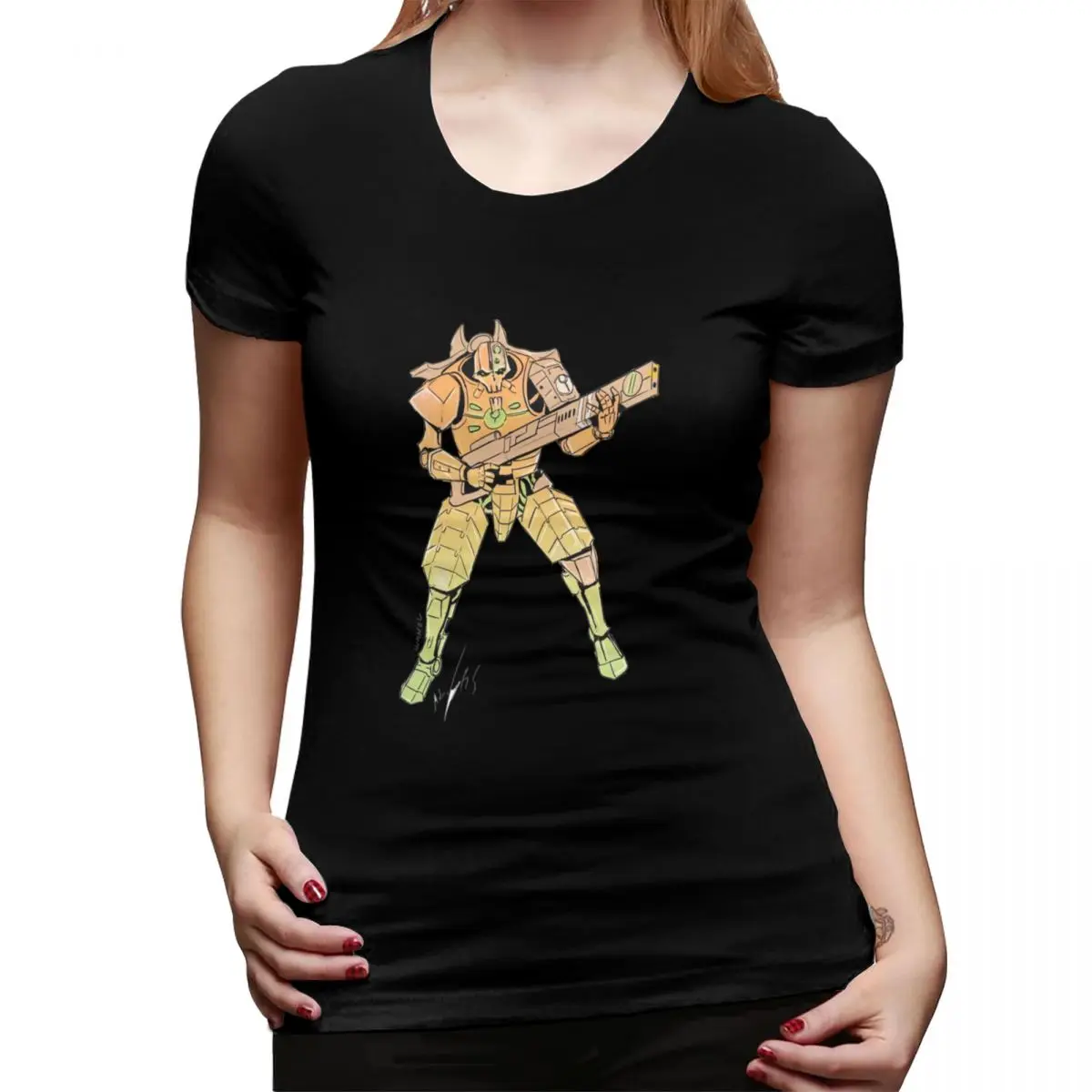 

Necron With Tau Armor T-Shirt for Women Crew Neck Streetwear T Shirts Women's Tees Short Summer Clothes Tops