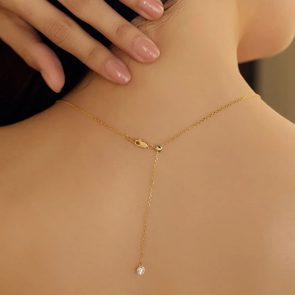 Yaranyan Sparkling Solid 925 Sterling Silver Round Cut Lab Sapphire Gemstone Simple Pendant Necklace Fine Jewelry Wholesale