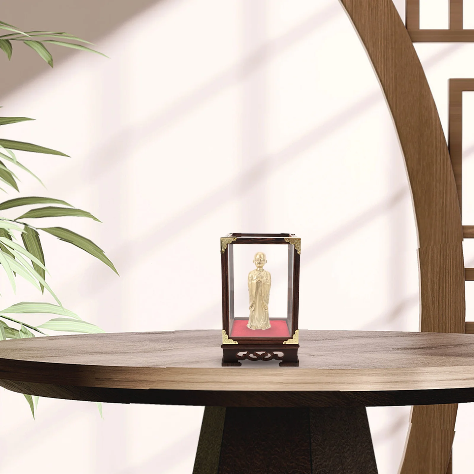 

Wooden Transparent Display Case Clear Glass Storage Box for Buddha Statue Collectibles Desktop Organizer Exhibition