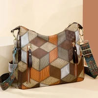 Bolso de mano femenino de gran capacidad con contraste de Color a la moda, bolso de hombro de cuero PU para mujer, bolsos de cubo de diseñador de marca para mujer