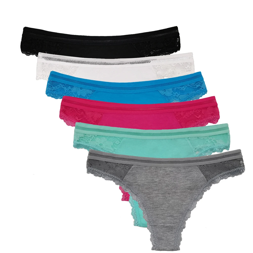 Ladies Striped Thongs Sexy Low-Waist Cotton Panties Female G-String Comfortable Underwear Breathable Underpants 5 pcs/lot