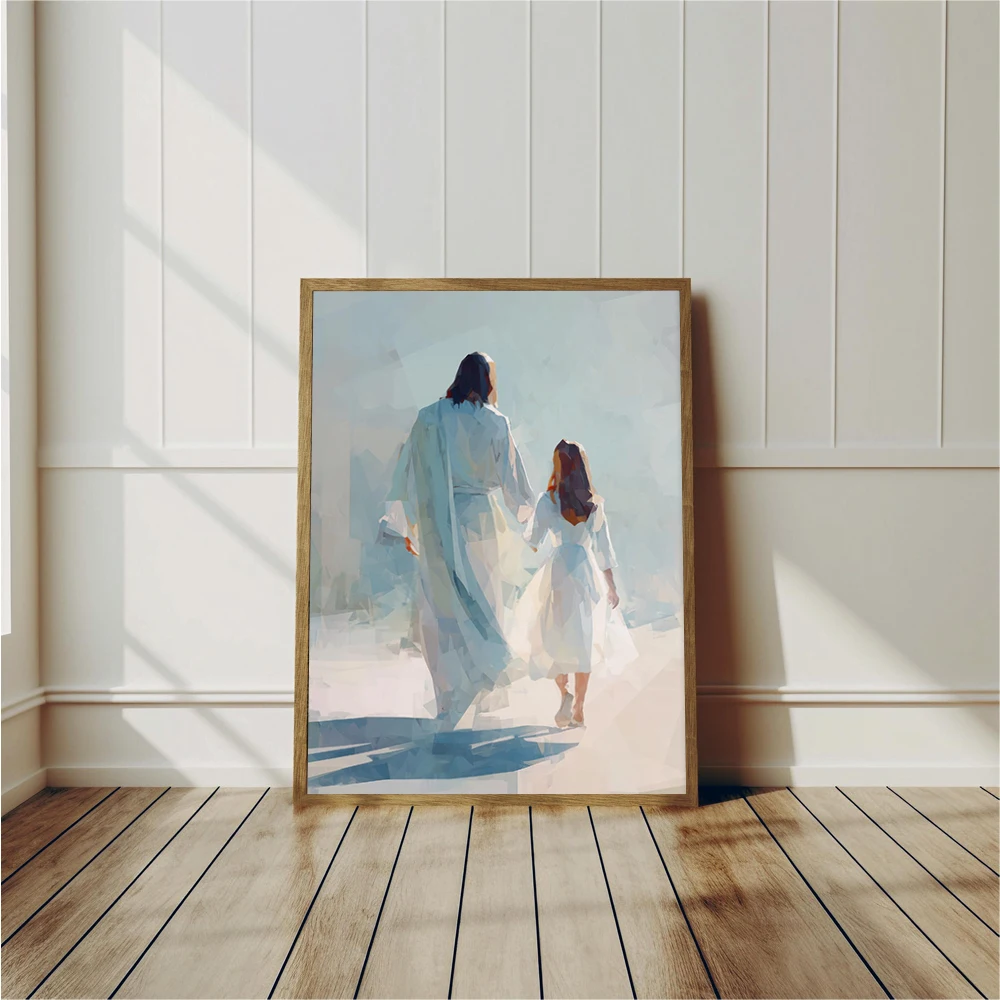 Serene Baptism Art Poster Vintage Soft Pastel Watercolor Prints Canvas Painting Wall Art Pictures Home Room Christian Decoration