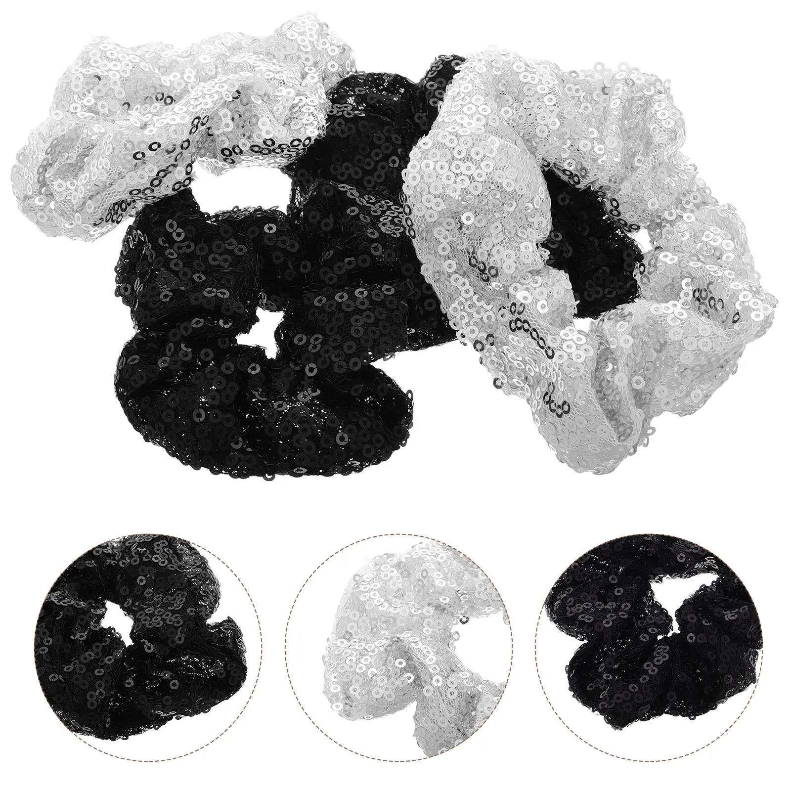 

Набор из 4 больших резинок для волос «Русалка» с блестящими пайетками для женщин, эластичные резинки для хвоста, не повреждающие волосы, на Рождество