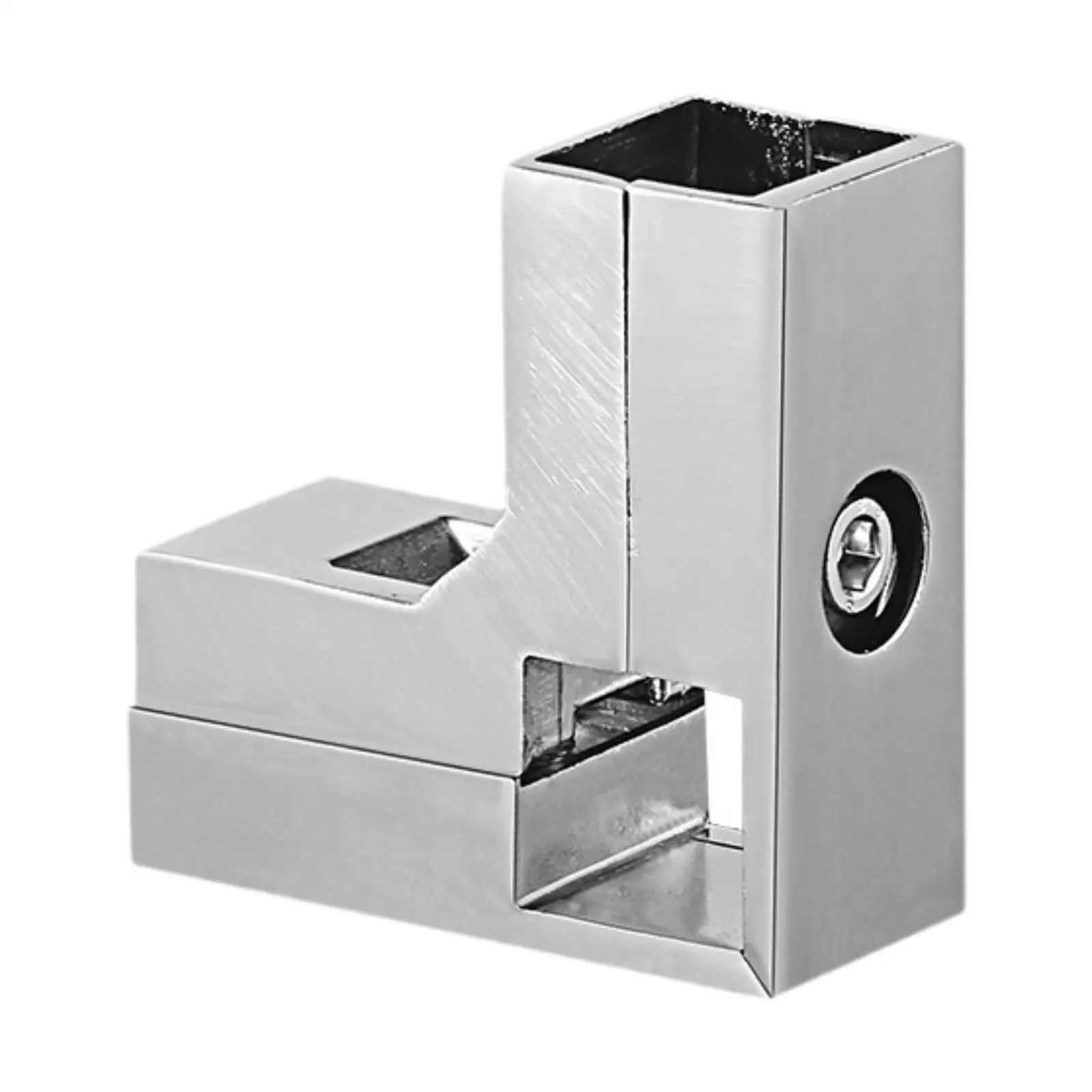 Aluminum Square Pipe Connector Silvery L Shape Clamp for 25mmx25mm Tube Guardrail Shelf Display Exhibition Parts
