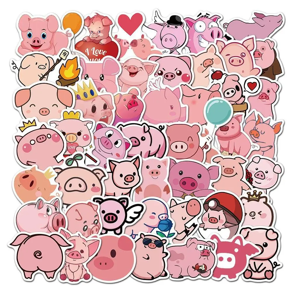 10/30/50/100Pcs cartoon Lovely pink pig Graffiti Sticker For Snowboard Laptop Luggage Car Fridge DIY Styling Vinyl Sticker