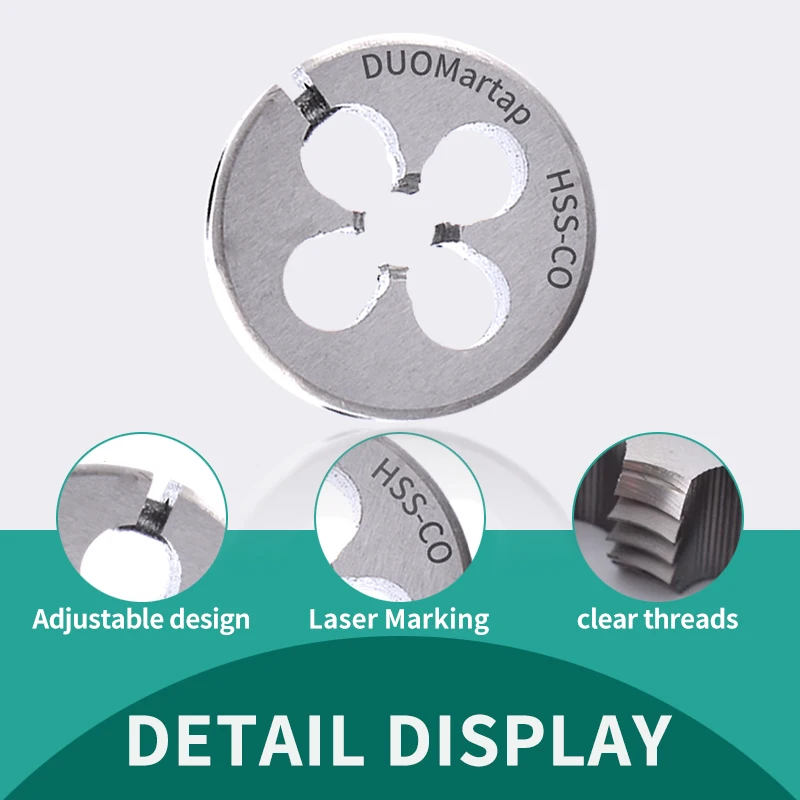 

Duo Martap HSS-CO AR-D Round Die UNF 7/16 1/2 9/16 3/4 5/8 7/8 Machine Fine Thread Screw Threading Die For Tapping External