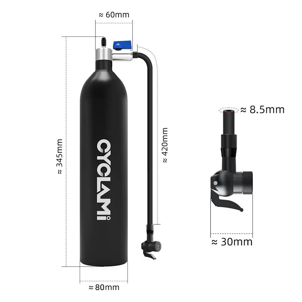 

CYCLAMI Tubeless Tire Inflation Tank 1.3L Mountain Road Bike Inflator Tyre Air Bottle Tire Booster Vacuum Tire Tank Cylinder
