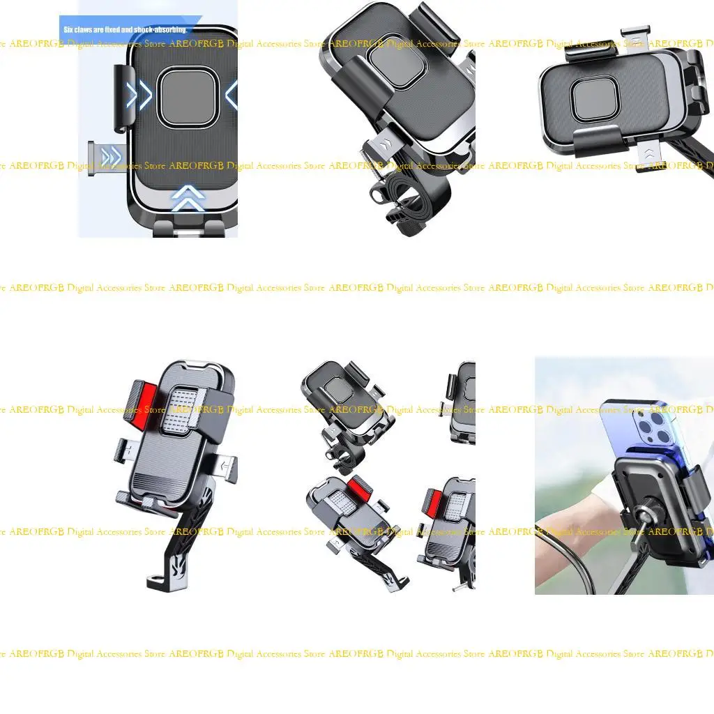 

E21E Phone Holder for Scooter Bike Motorcycle Handlebar/Rearview Mirror Mounted Shockproof Stand Holder Cellphone Cradles