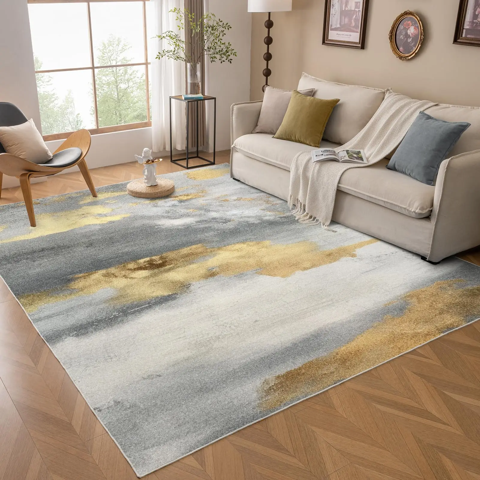 

Orhopui Machine Washable Rug,Abstract Washable Area Rugs with Non Slip Rugs for Living Room,Bedroom Area Rugs Dining Office