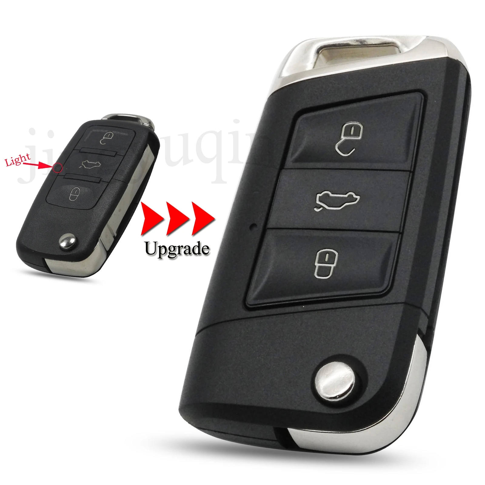 

jingyuqin Upgrade Remote Car Key Shell For Volkswagen VW Golf 7 Jetta Passat Beetle Polo 3Buttons Case Cover With Uncut Blade