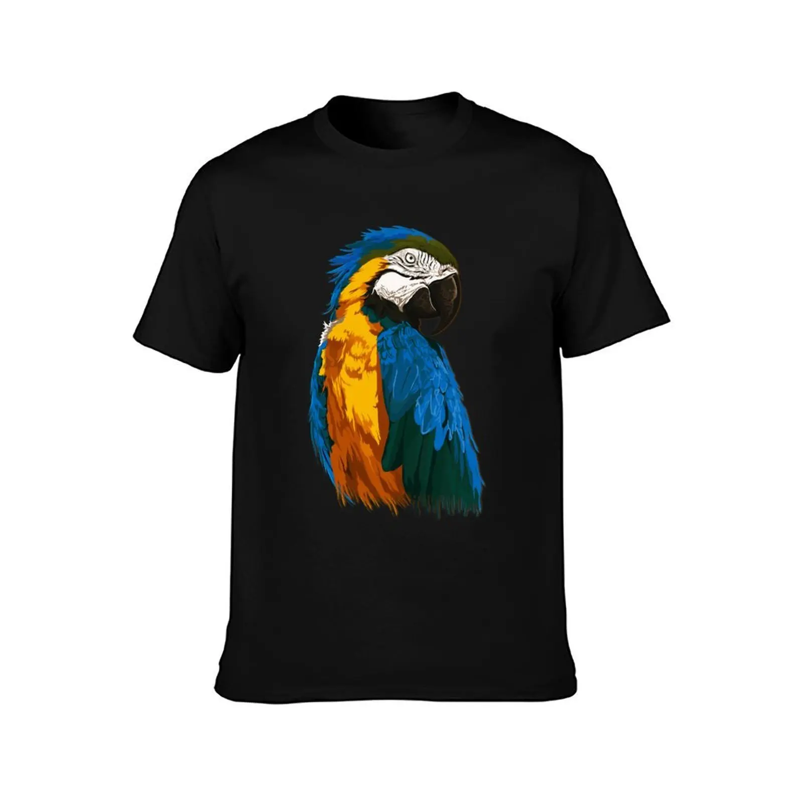 macaw parrot bird gift T-Shirt, Summer Casual Cotton Tee, Oversized Streetwear Tops, Vintage Graphic Print, Unisex Men Women