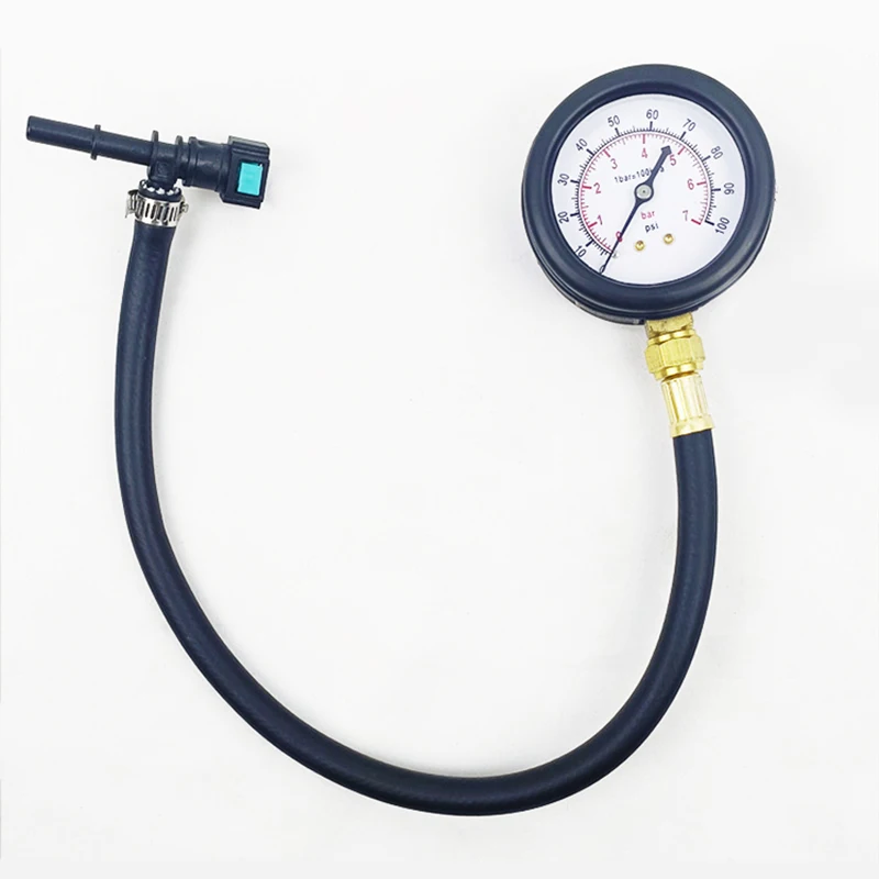 Automobile Fuel System Gasoline Pressure Gauge Motorcycle Car Pressure Tester Tool 0-100PSI 6.3/ 7.89/ 9.49 With Valve