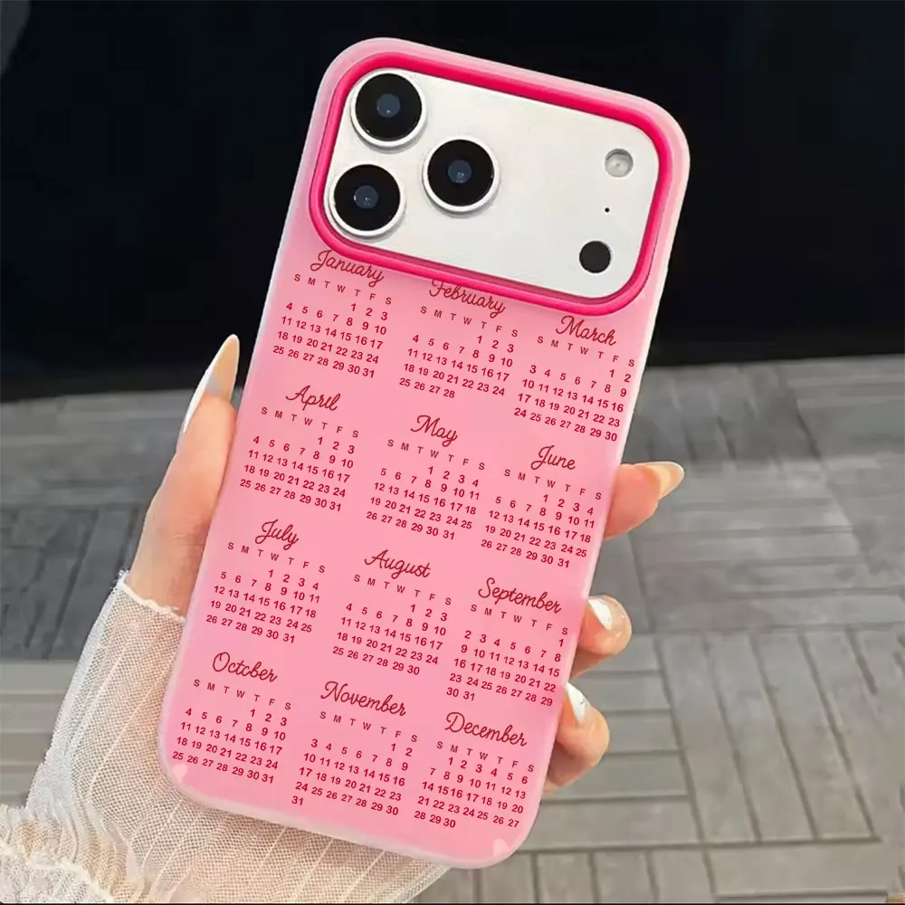 Funda para Teléfono INS para iPhone 17 Air 17 16 15 14 13 12 11 Pro Max XS X XR 7 8 16 Plus 17 2026, Nuevo Diseño de Calendario, Color Caramelo