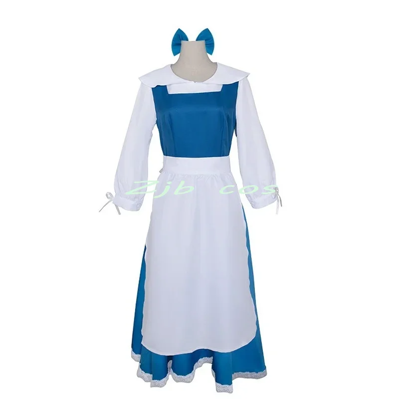HN8 Beauty and Beast Anime Costume Beauty Costume for Women Blue Maid Dresses Hall Party Costume) 4Dc