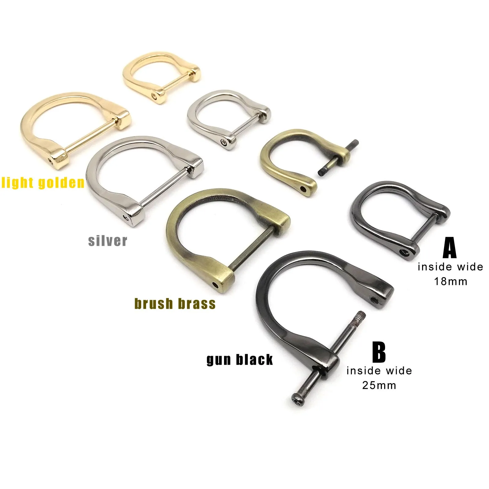 5X Metal Detachable Open Removable Shackle Rod Screw Leather Shoulder Hand Bag Strap Belt Web Dee D Ring Buckle Clasp Repair DIY