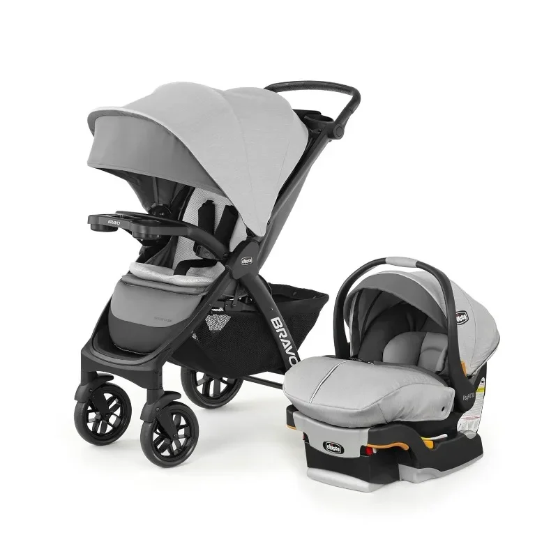 Sistema de viagem Chicco Bravo LE Trio, carrinho de dobramento rápido Bravo LE com assento de carro infantil KeyFit 30 Zip