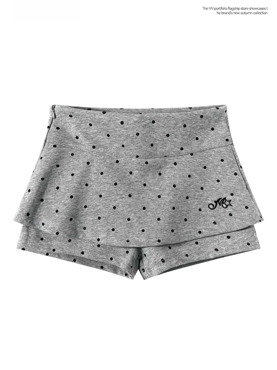 Polka Dot Retro Grey Spicy Girl Fake Two-Piece Base Skirt Pants Women Summer Small Size High Waist Slim Short Pants