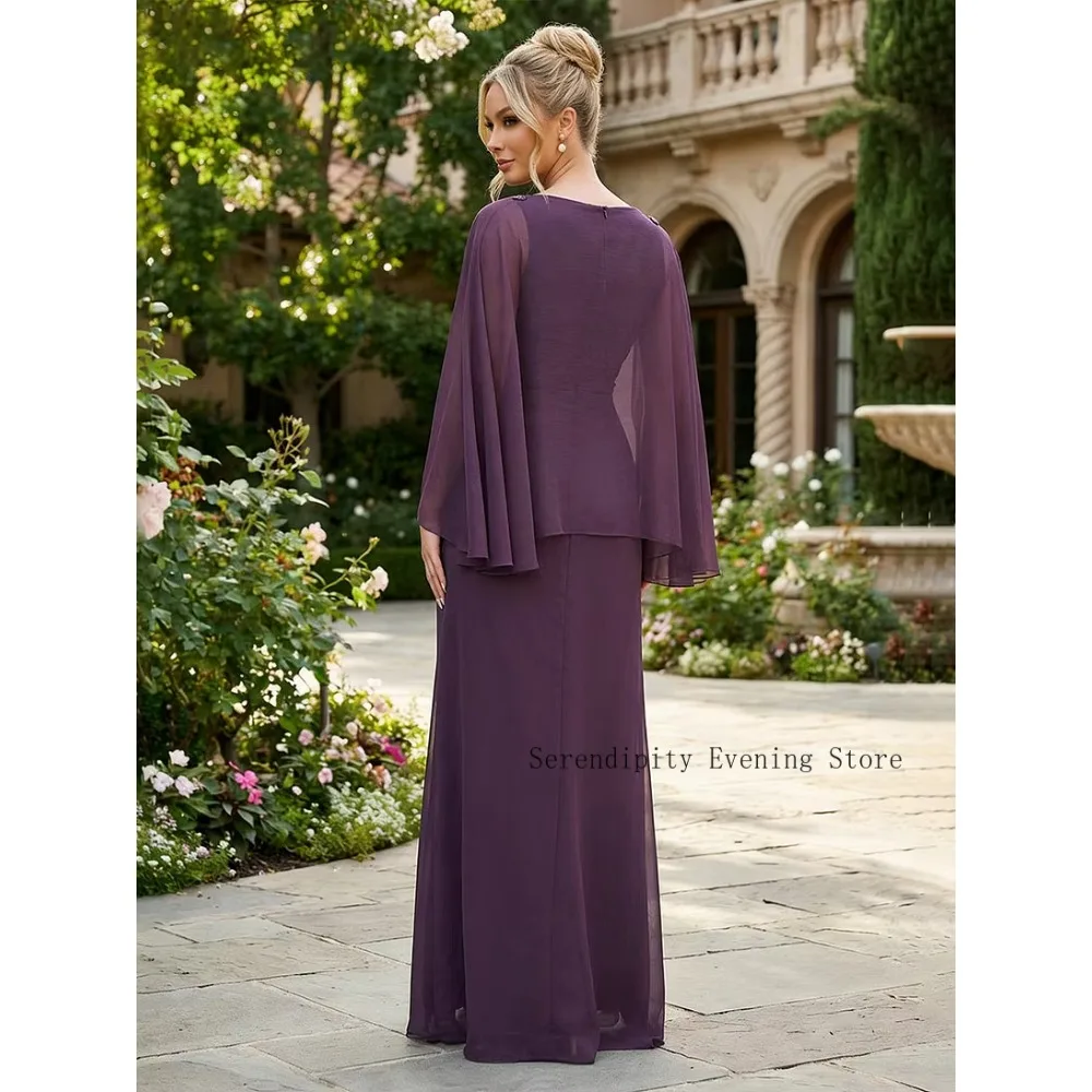 Customized Chiffon Mother of Birde Dresses 2026 with Cape Women‘s Pleated Wedding Party Attire Gowns Elegant Evening Dress