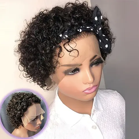 Short Curly Human Hair Wig Pixie Cut Lace Front Wigs 13x4 Pixie Cut Wig Human Hair Hd Lace Front Wigs for Black Women