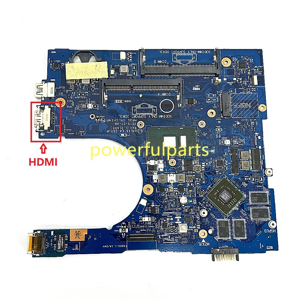 AAL15 LA-D071P For Dell Inspiron 15 5459 5559 5759 Laptop Motherboard 0T66WJ  0F1J0W  0YVT1C Working OK