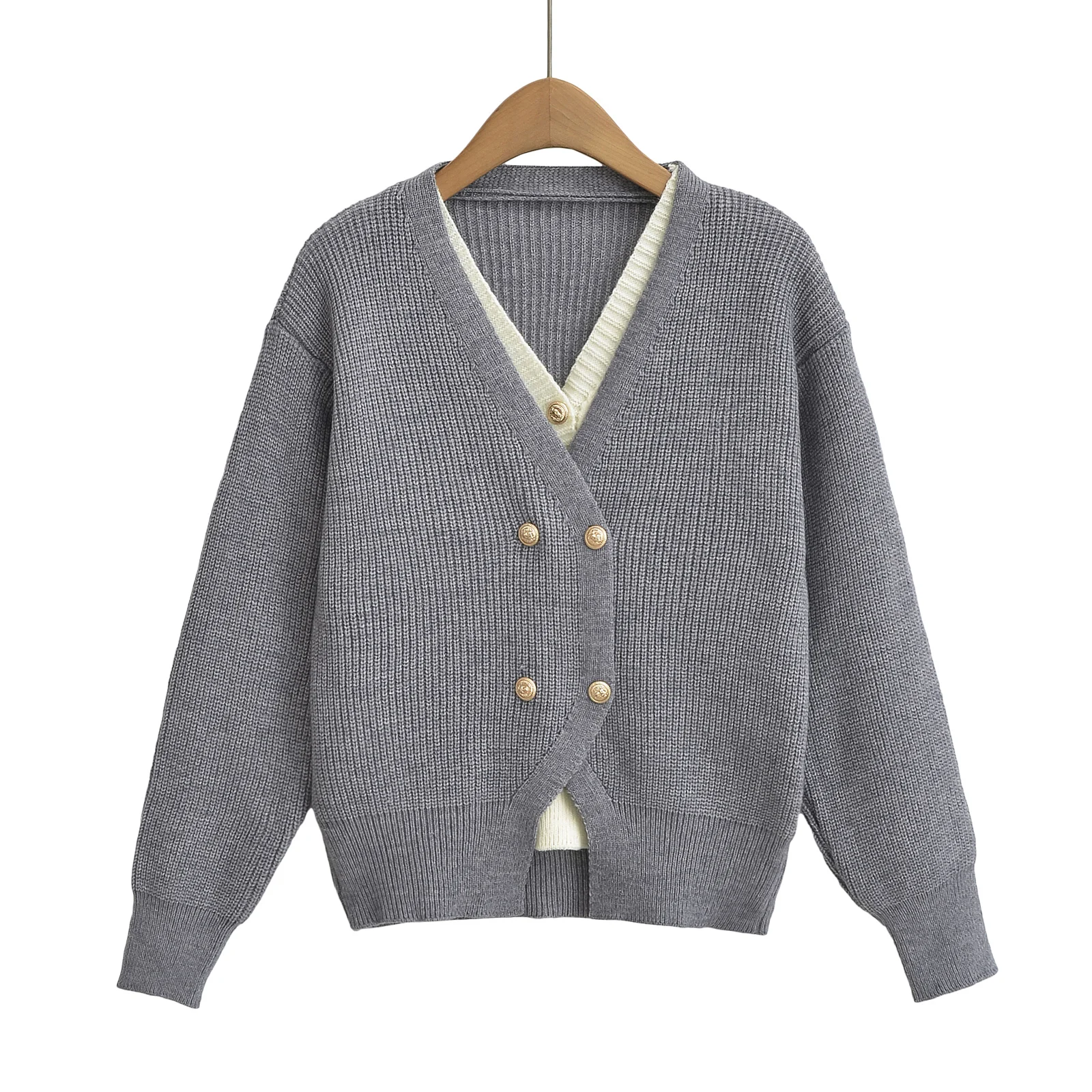

ZBZA Autumn New Women's Faionable Long Sve Knitted Sweater Street Sle Versatile Simple Design Polyester Fiber Open Car...