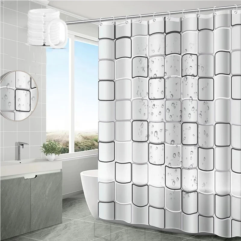 Waterproof Shower Curtain Mildew Proof Durable Bathroom Screens With Hook Modern Printed Bathtub Curtains Bathroom Accessories