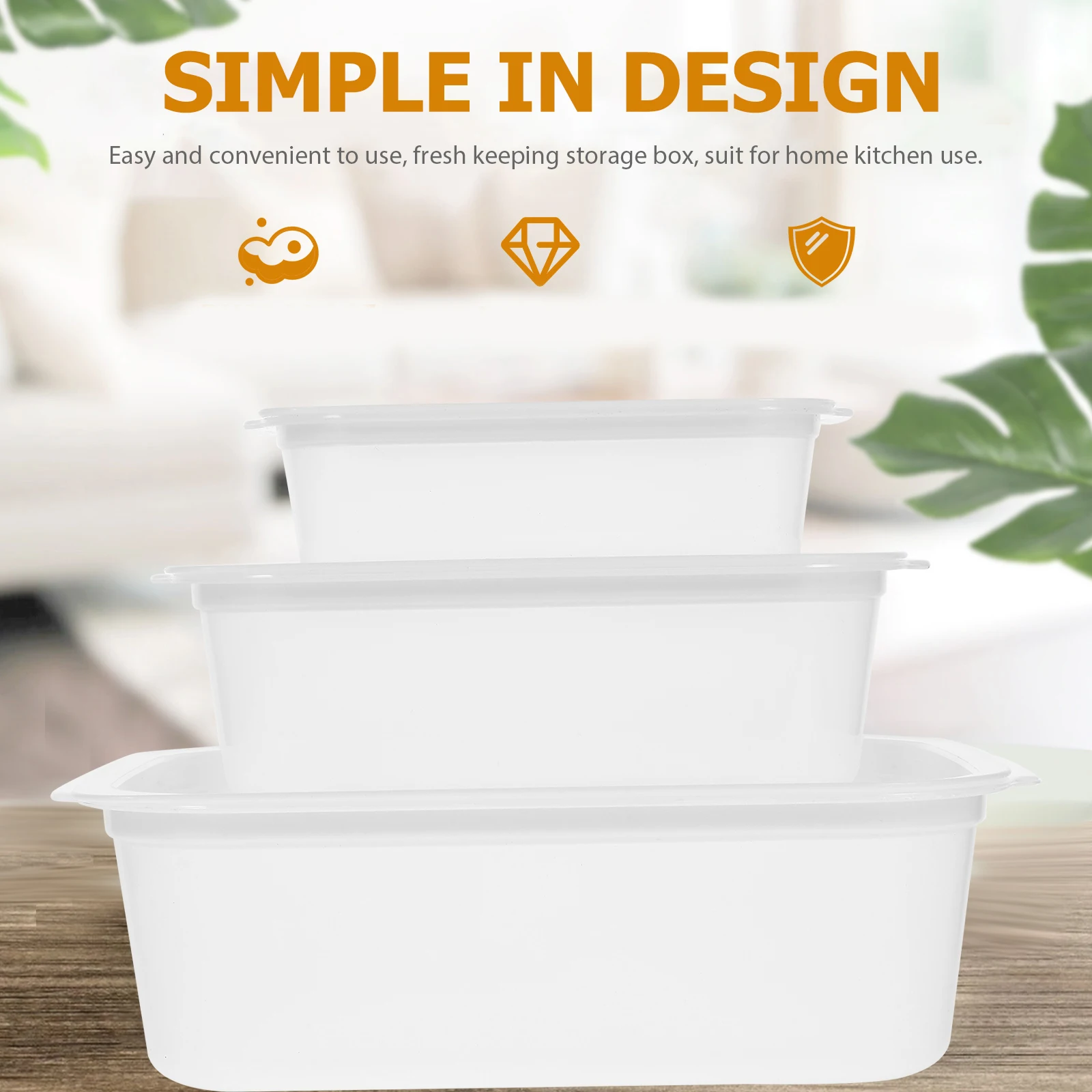 

Three Piece Fresh Keeping Boxes Large Fridge Storage Sealing Kitchen Refrigerator Organizing Bin Freezer Container