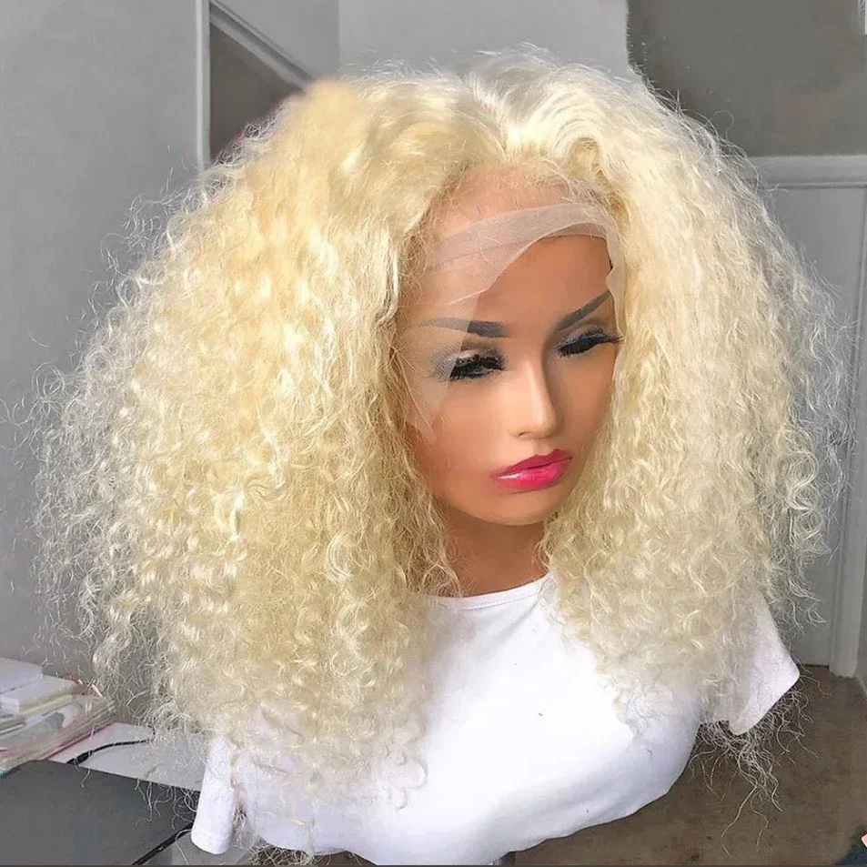 250% 613 Deep Wave 613 Blonde Bob Wig 13x6 Transparent Lace Blonde Curly Human Hair Lace Frontal Wigs For Women