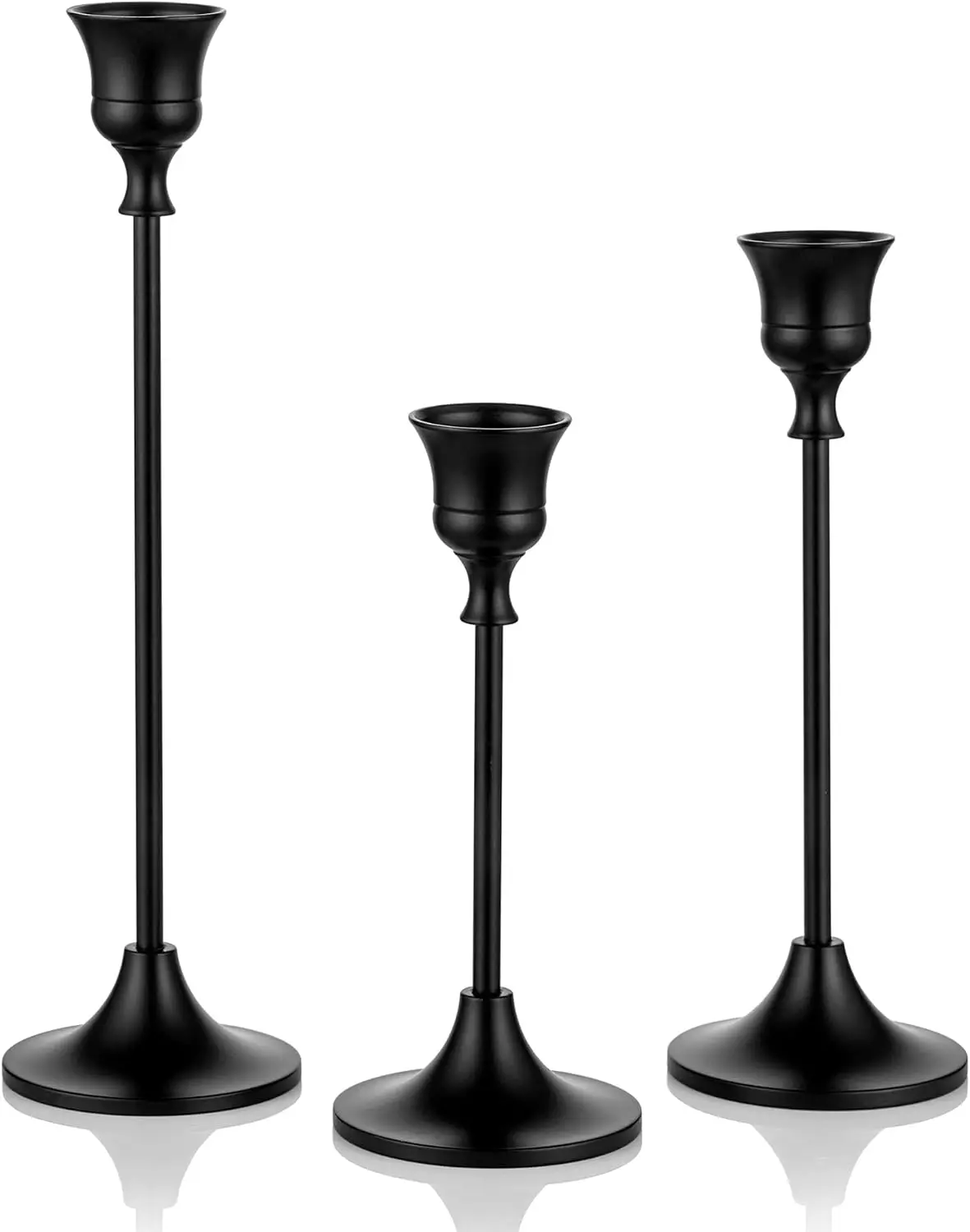 Candlestick Holder Matte Black Candle Holder Set of 3 Decorative Candle Holder for Taper Candle for Fireplace Mantel Dinning Table Home Decorations Black 1 Set