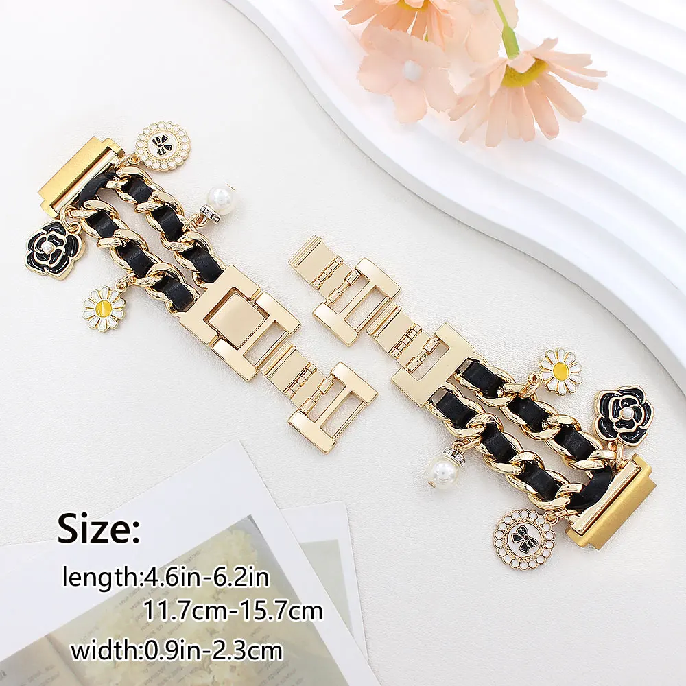 สายนาฬิกาสุดหรูสำหรับ Samsung Galaxy band 20mm Camellia เครื่องประดับแขวนกำไลข้อมือสำหรับสมาร์ทวอช22mm ข้อมือผู้หญิง