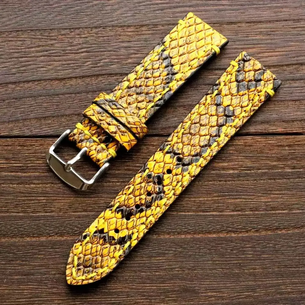 Handmade strap genuine leather men's and women's vintage 18/19/20/22mm suitable for embossed cowhide soft bracelet