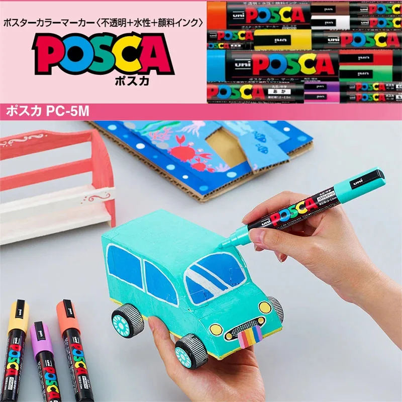 Uni 1pc Paint Markers Plumones Colores Posca PC-1M/3M/5M 예술용품 Mercaderes Highlighter for School Stationery Acrylic Graffitti image 6