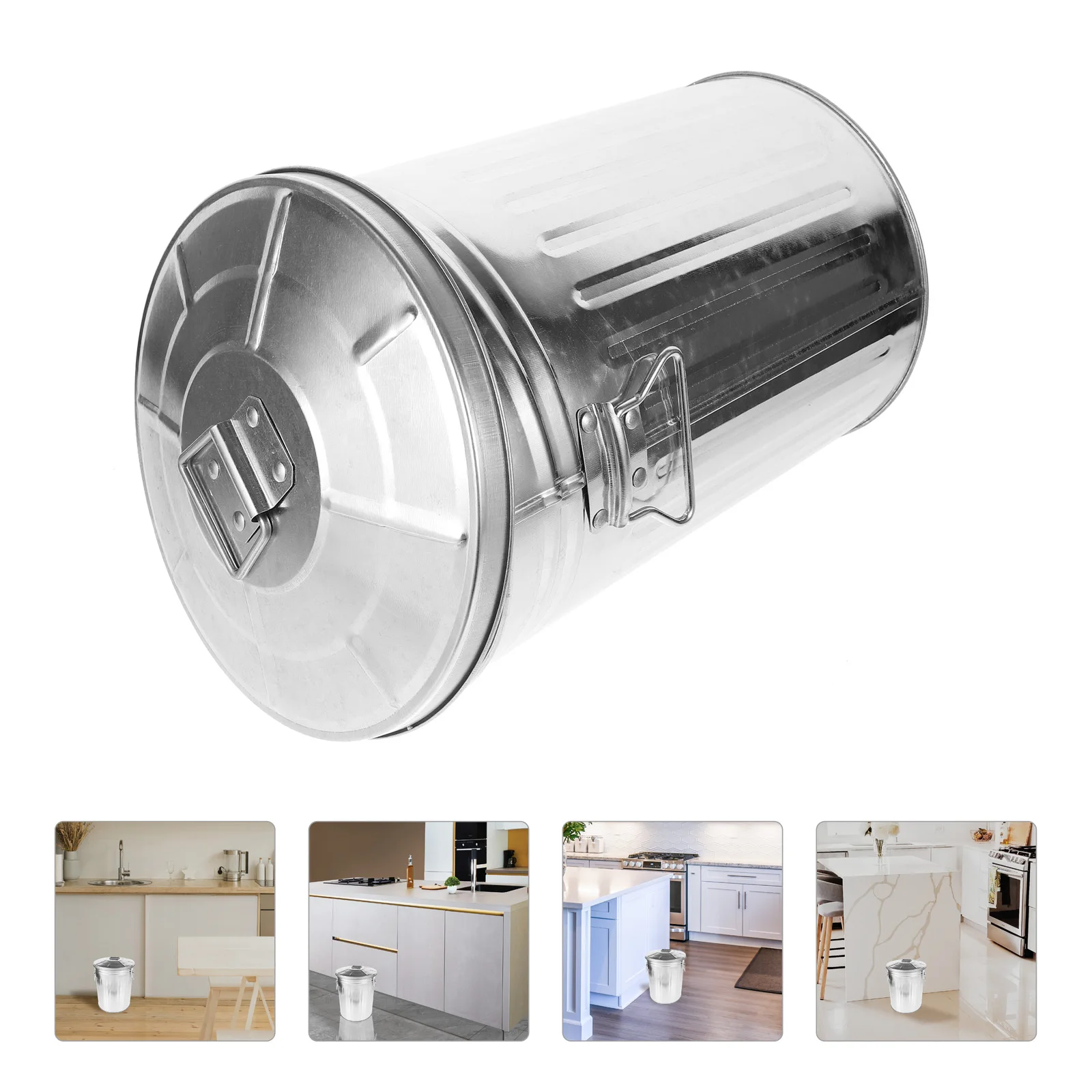 

Modern Metal Waste Basket Outdoor Waterproof Garbage Container for Home Bathroom Bedroom Dorm Living Room Garbage Can